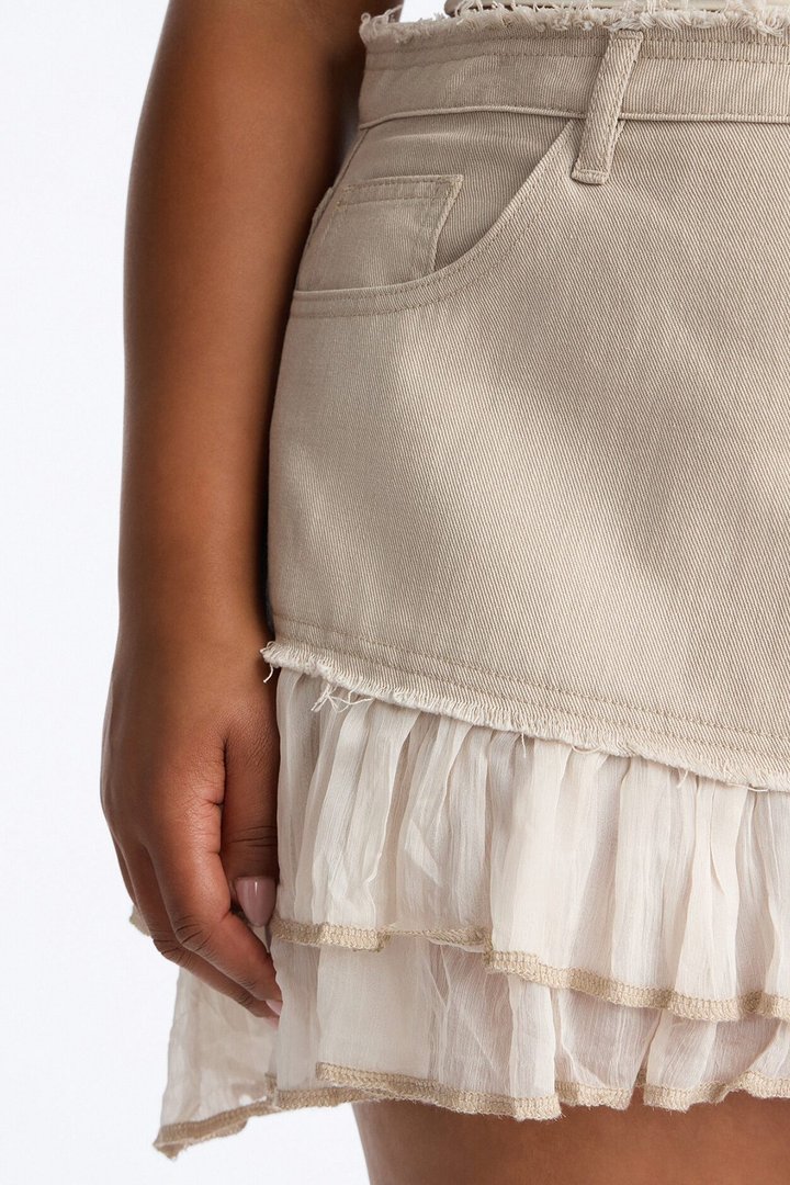 Dangerously Desired Layered Mini Skirt - Stone