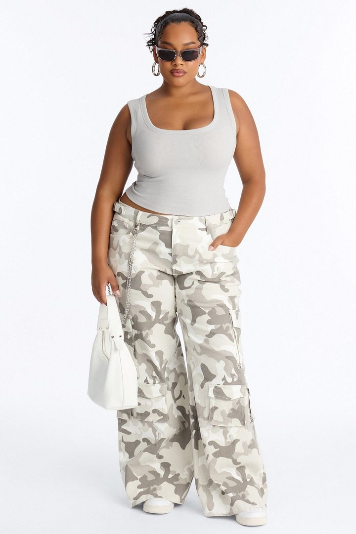 No Backup Needed Cargo Wide Leg Pant - Camouflage