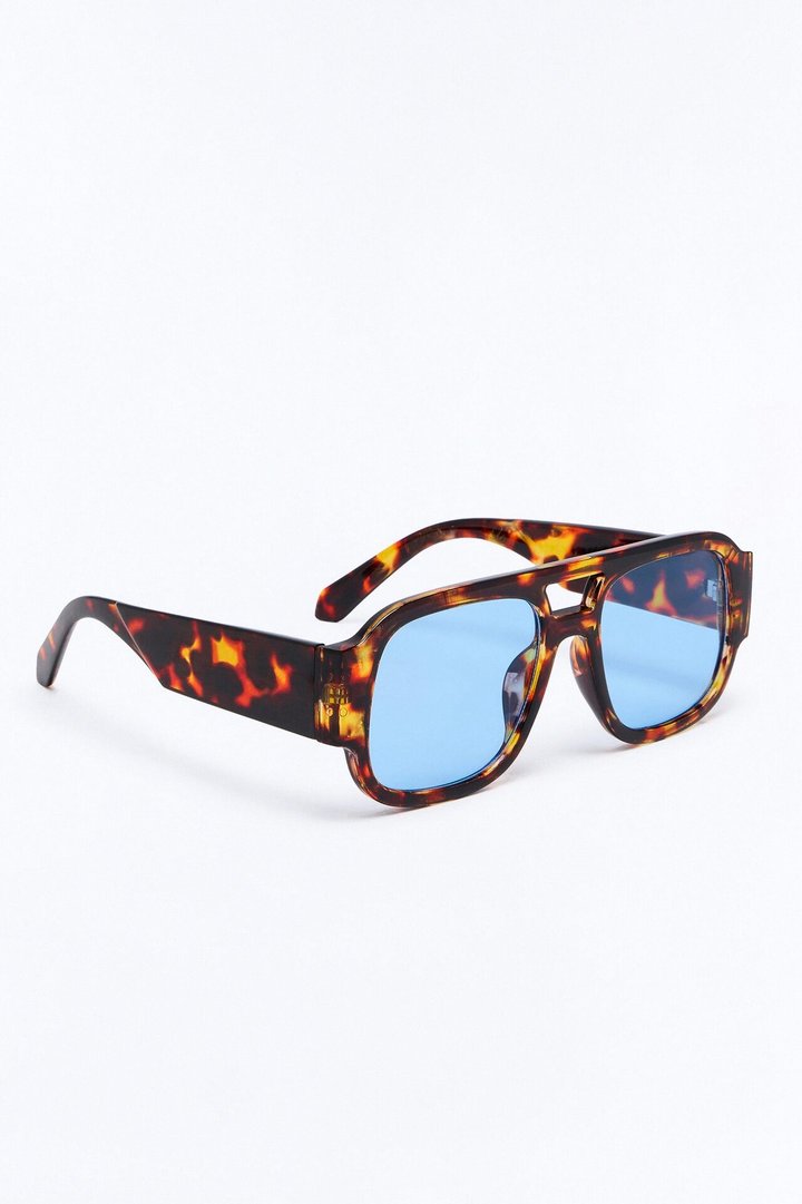 Jet Set Aviator Sunglasses - Tortoise/Blue