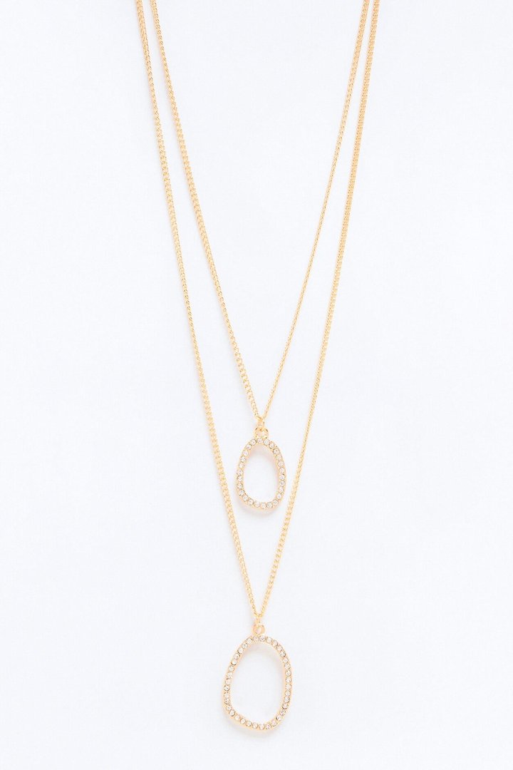 Celeste Rhinestone Layered Necklace - Gold