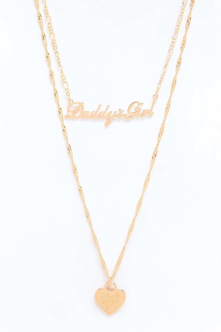 Mini Daddy's Girl 2pc Necklace Set - Gold