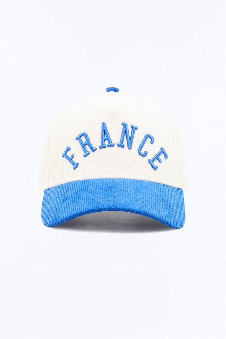 France Corduroy Baseball Hat - White/combo