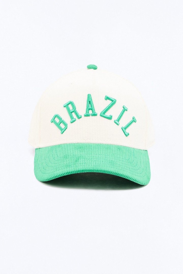 Brazil Corduroy Baseball Hat - White/combo