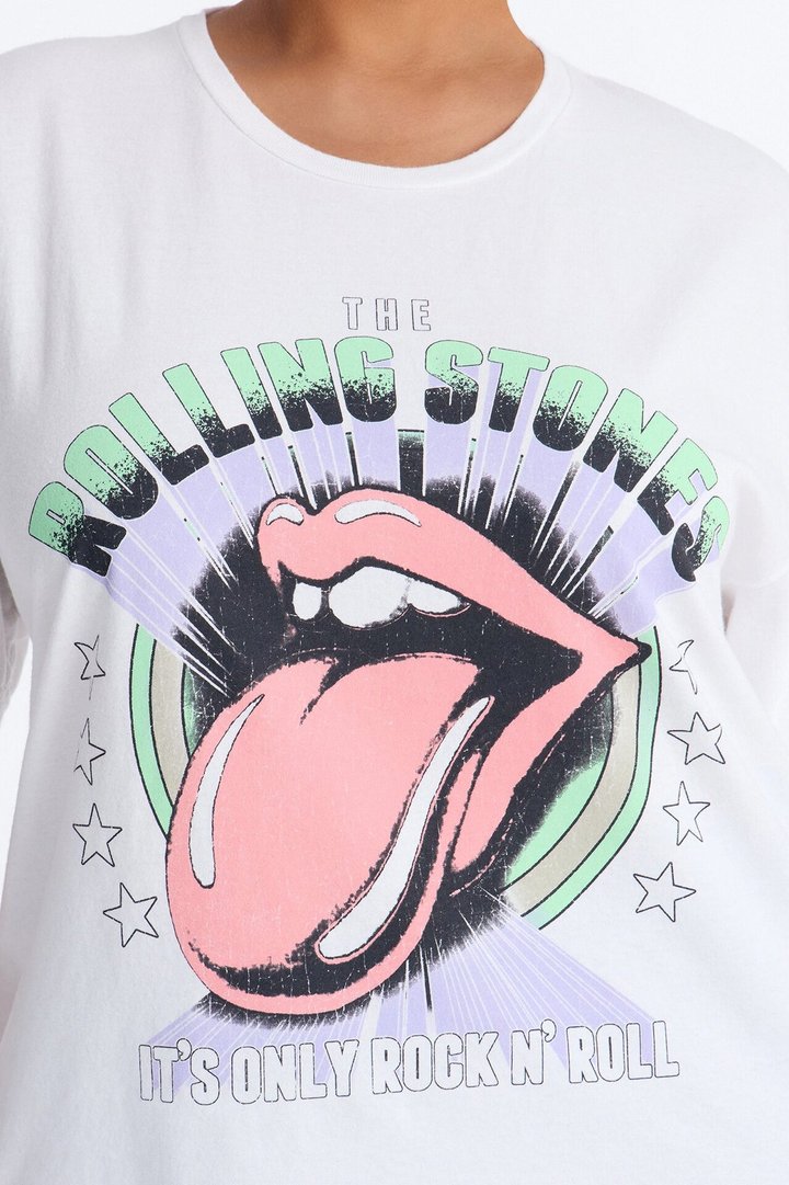 Only Rock N' Rolling Stones Washed Tee - White
