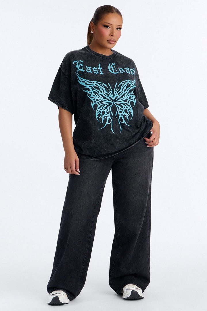 East Coast Authentic Washed Oversized Tee - Black