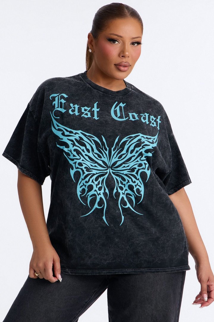 East Coast Authentic Washed Oversized Tee - Black
