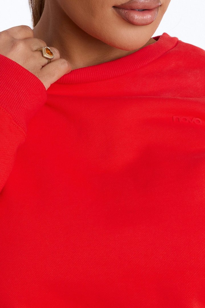 Libby Crew Neck Fleece Sweatshirt - Red