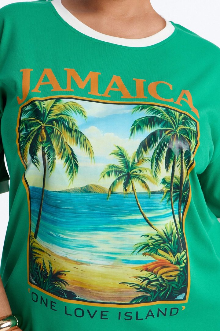 Jamaica Oversized Ringer Tee - Green