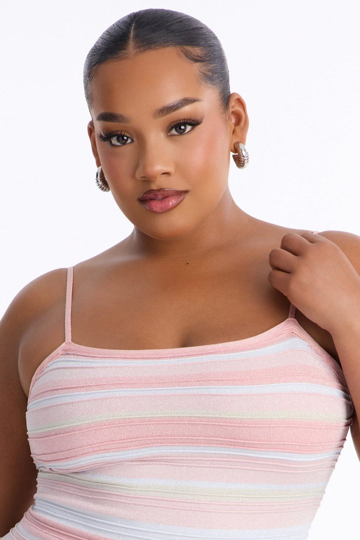 Sweet Daze Metallic Bandage Maxi Dress - Pink/combo