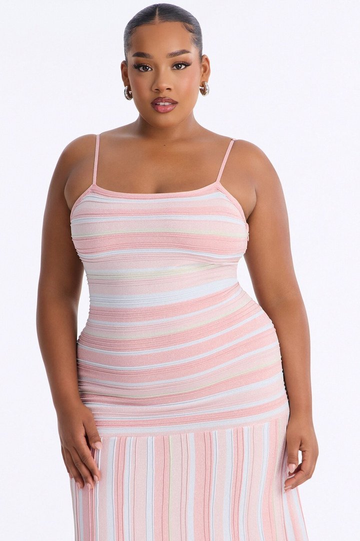 Sweet Daze Metallic Bandage Maxi Dress - Pink/combo