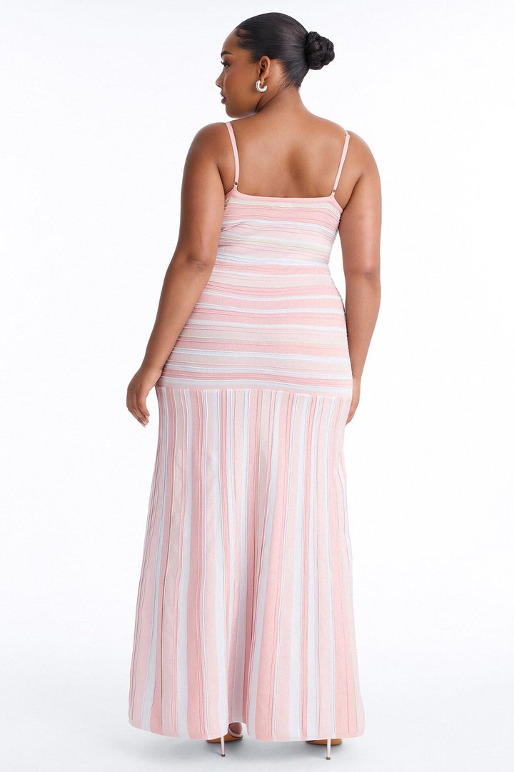 Sweet Daze Metallic Bandage Maxi Dress - Pink/combo