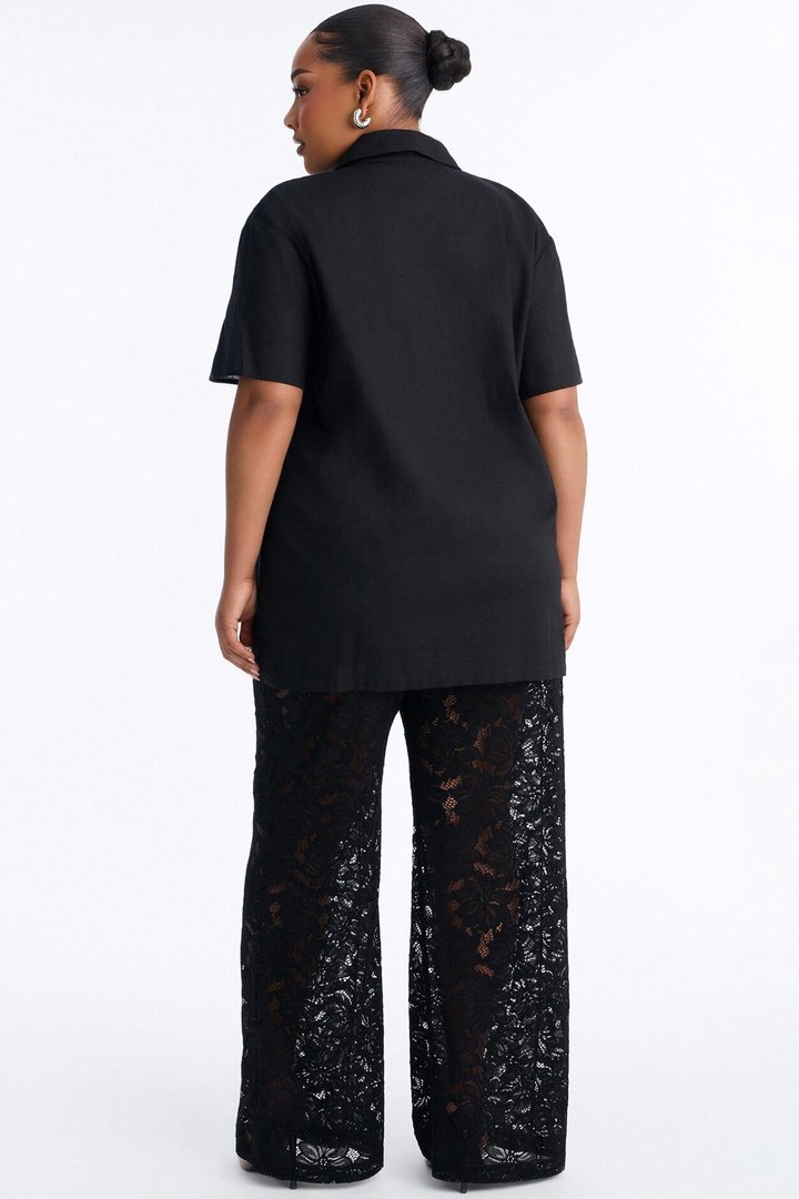 Understated Chic Laced Pant Set - Black