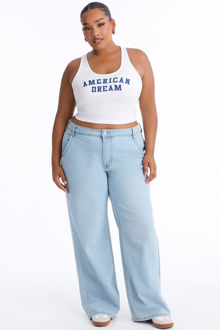 American Dream Girl Cropped Tank Top - White