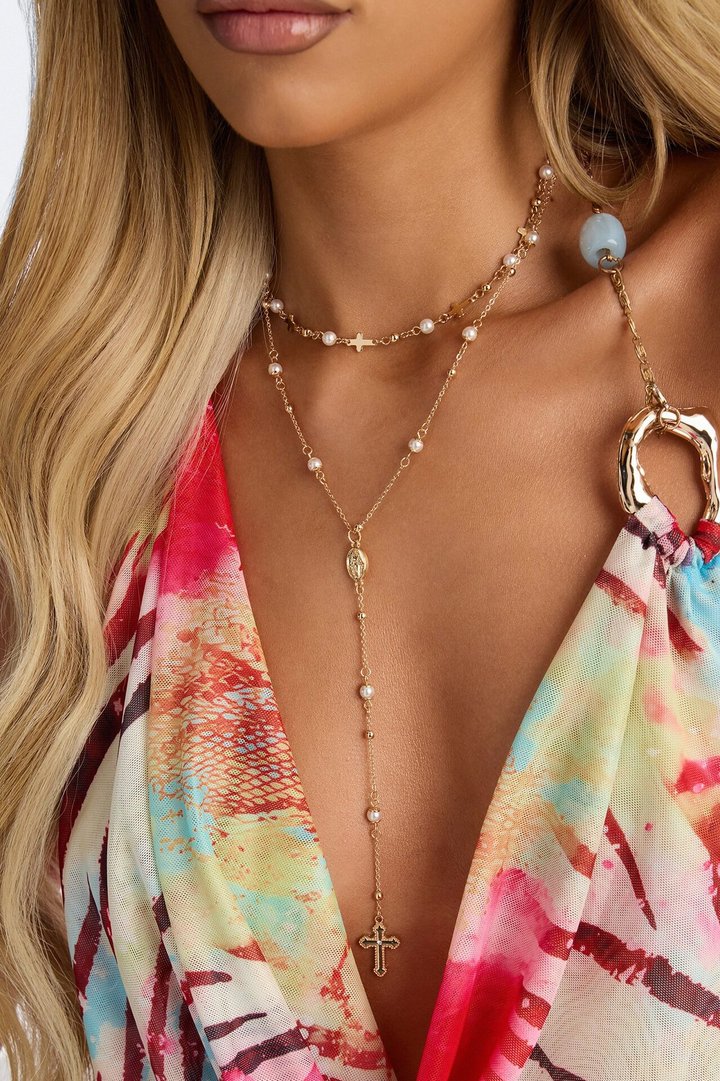Grace Over Everything Lariat Necklace - Gold/combo