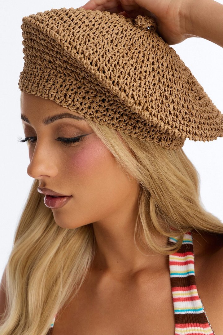 Paris In Summer Straw Beret - Natural