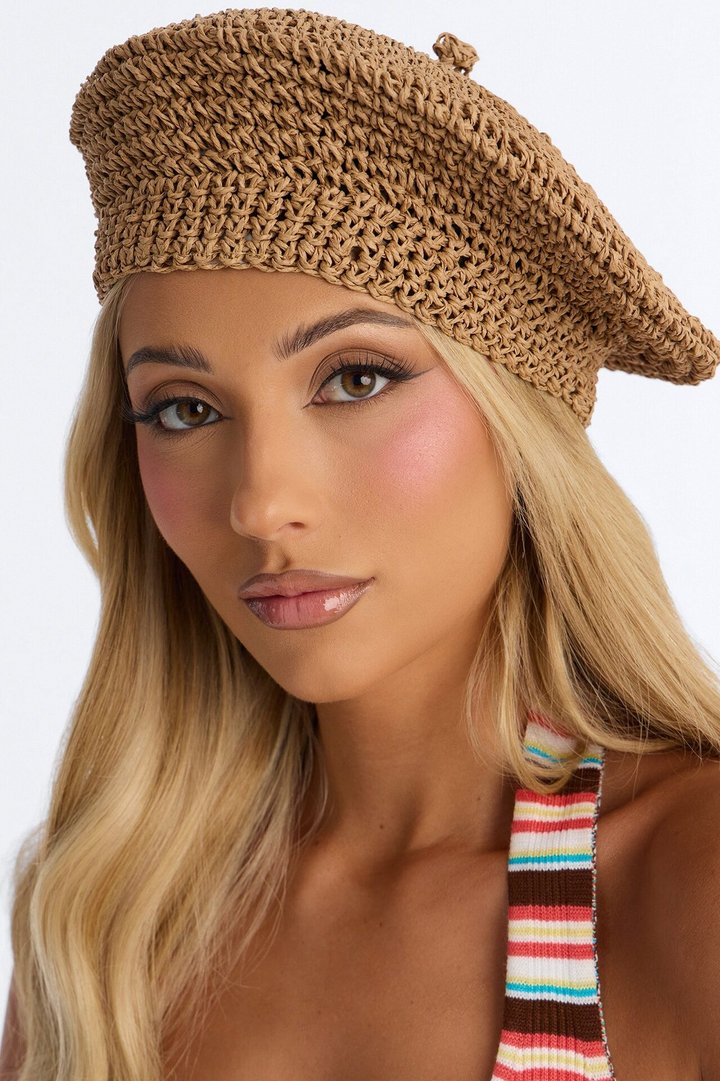 Paris In Summer Straw Beret - Natural