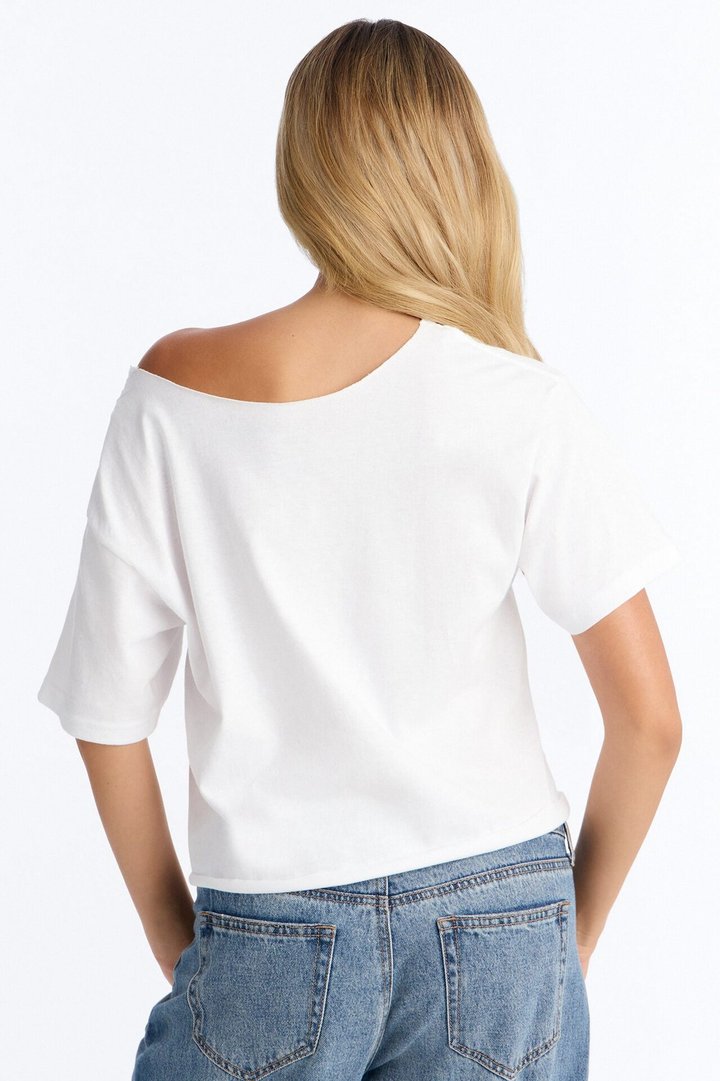 Built To Misbehave Off Shoulder Tee - White