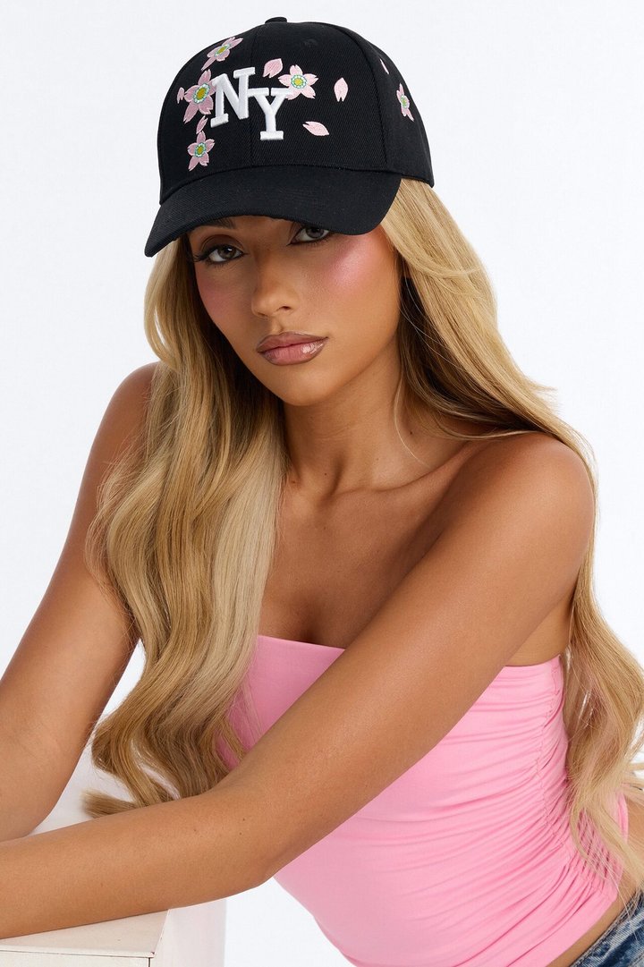 NY Flower Baseball Hat - Black/combo
