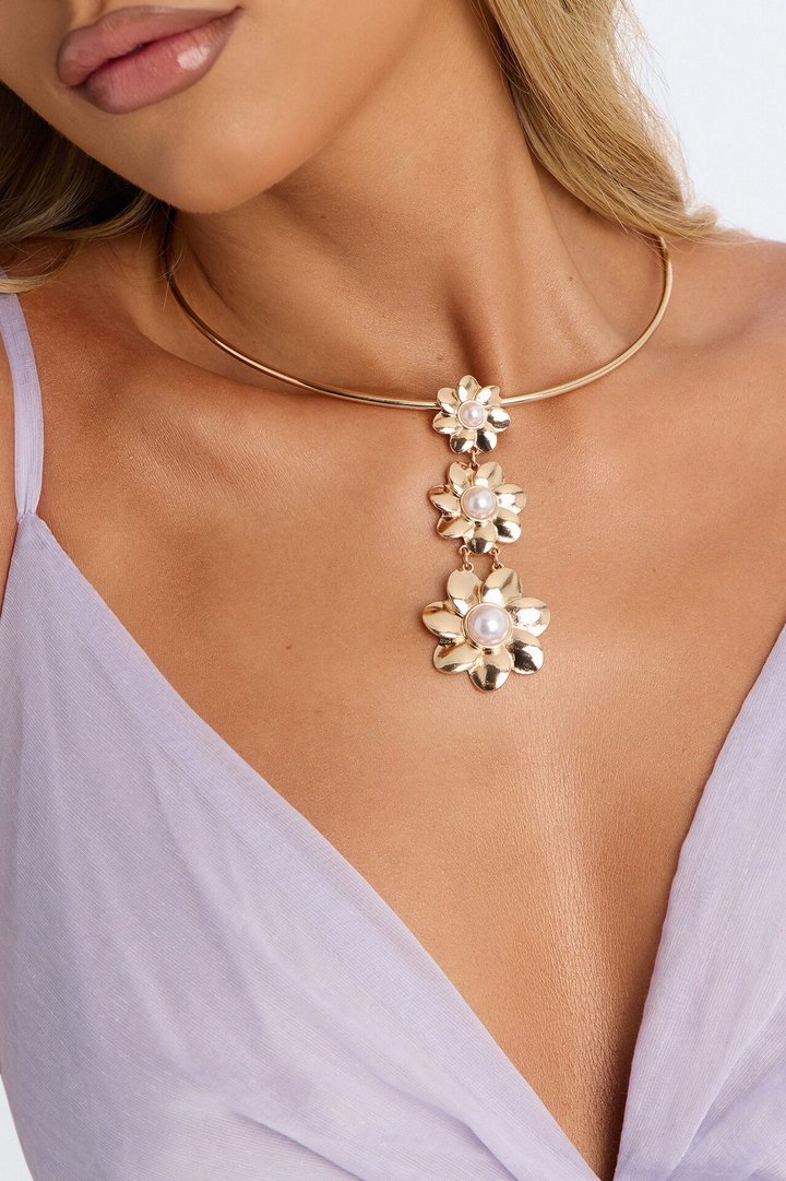 Claire Floral Choker - Gold
