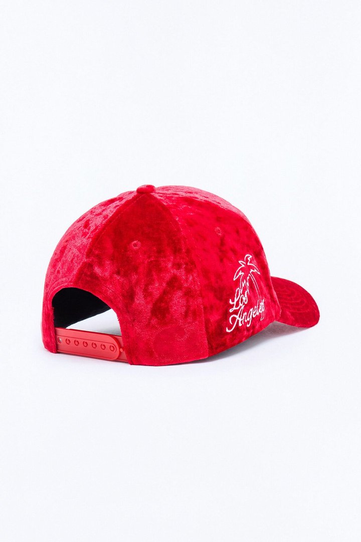 City Of LA Velvet Structured Snapback Hat - Burgundy