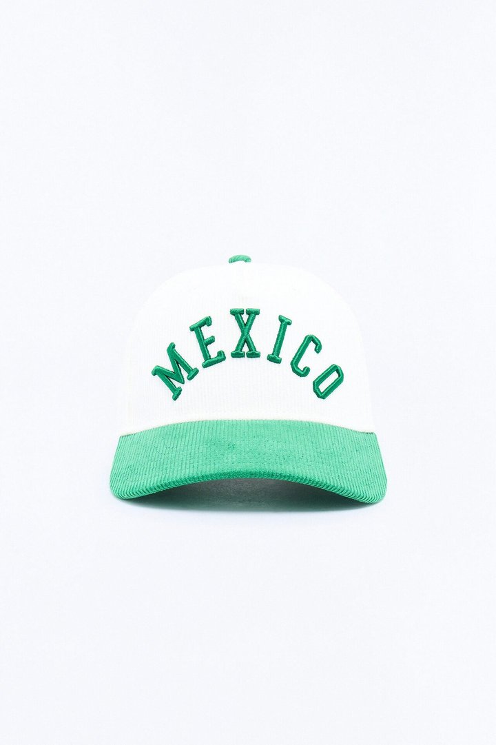 Mexico Corduroy Baseball Hat - White/combo