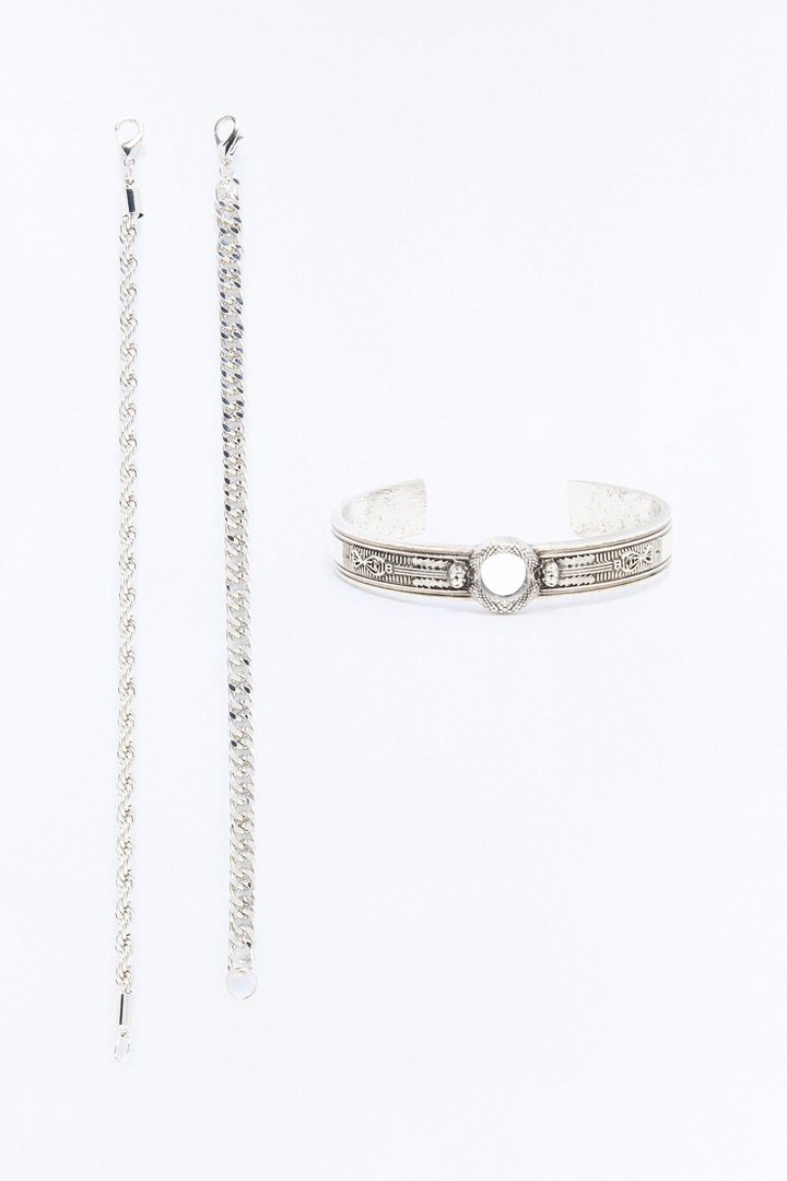 Woven Secrets Bracelet Set - Silver