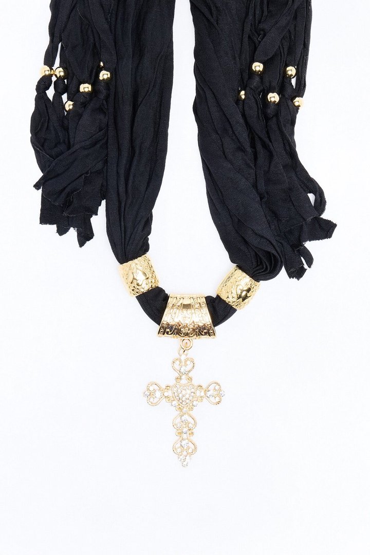 Sahara Scarf Necklace - Gold/Black