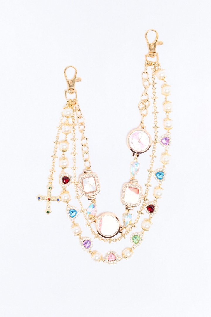 Waste No Time Pant Chain - Gold/Multi