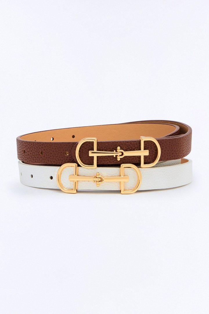 Taking Care Of Business 2 Piece Belt Set - Ivory/combo