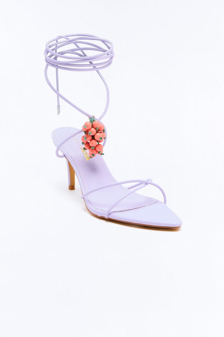 Sina Embellished Wrap Up Heels - Lavender