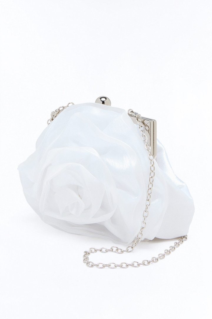 Flower Of Spring Satin Satchel Handbag - Ivory