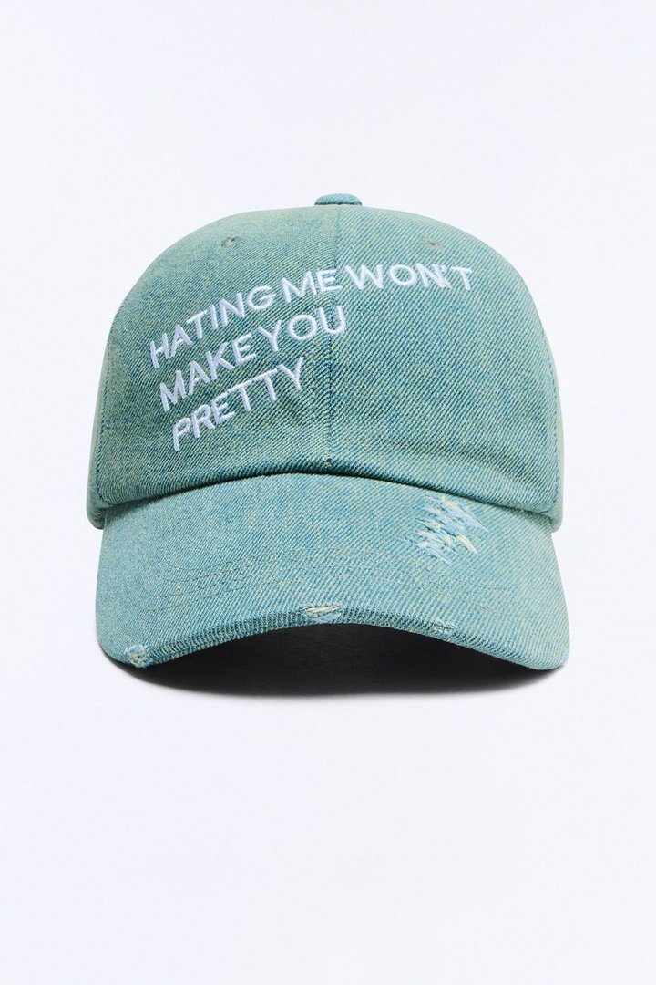 No Hate Denim Baseball Hat - Denim