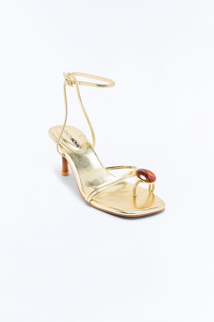 Rico Stone Toe Ring Heels - Gold