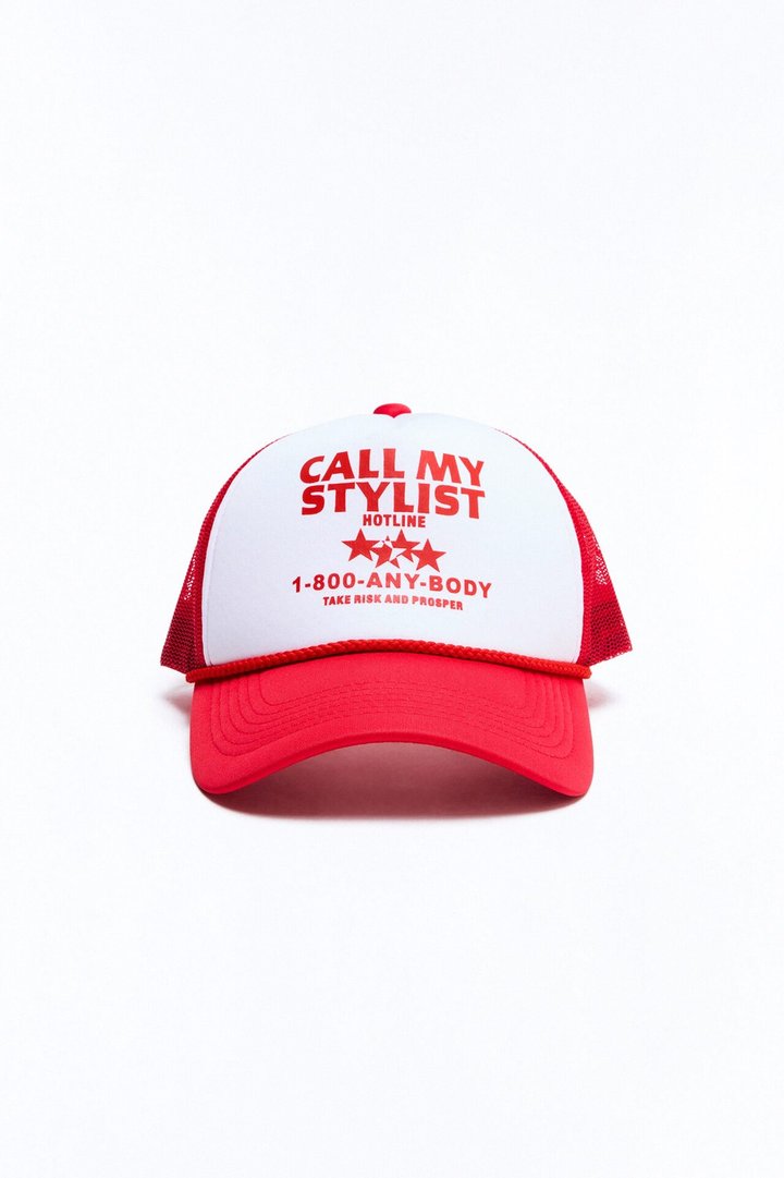 Call My Stylish Mesh Panel Snapback Hat - Red/White