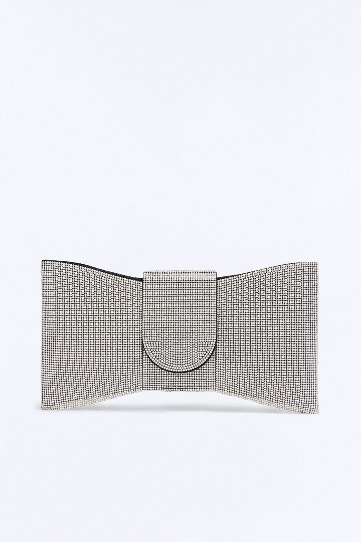 Black Tie Night Rhinestone Clutch - Silver