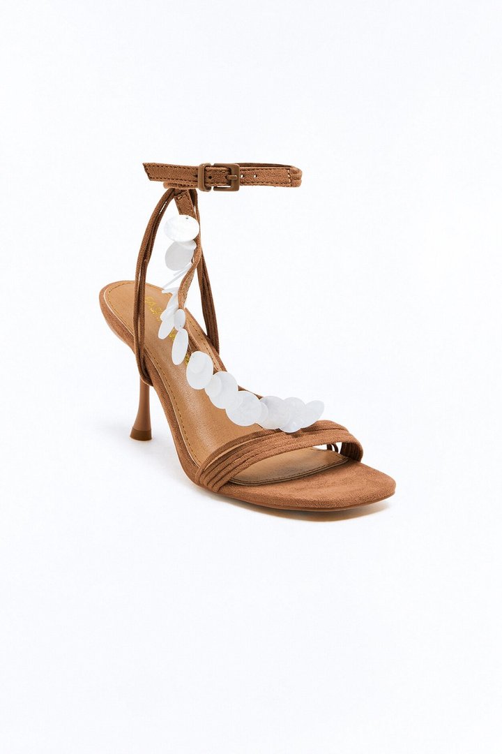 Jora Shell Ankle Strap Heels - Taupe