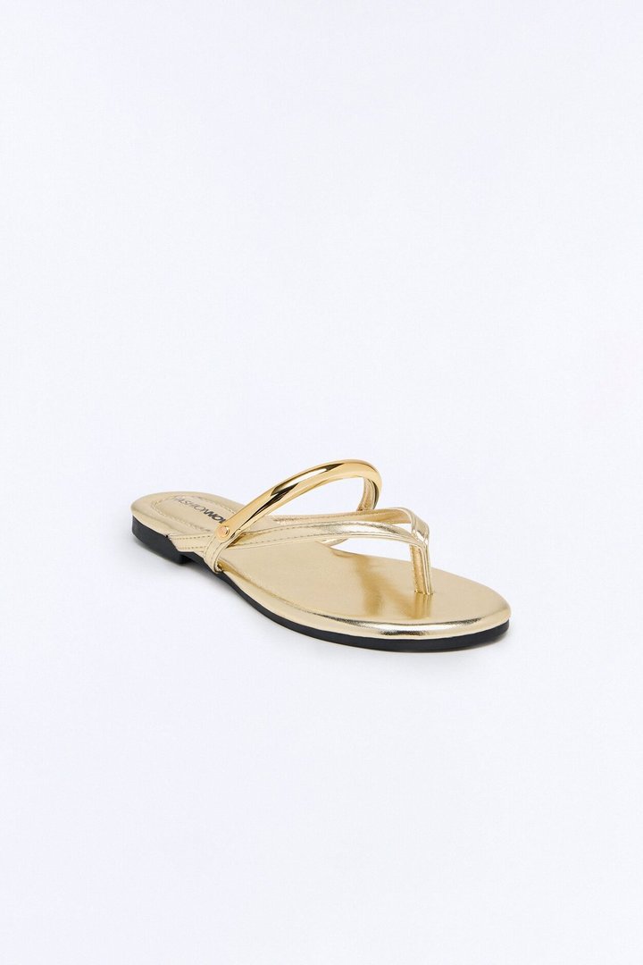 Kindly Hardware Flip Flops - Gold