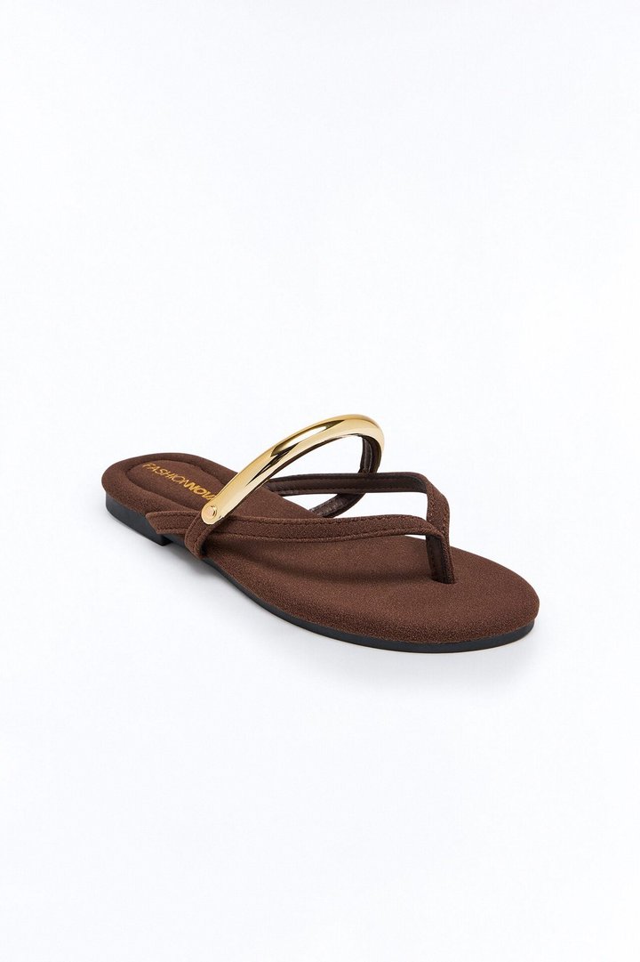 Kindly Hardware Flip Flops - Chocolate