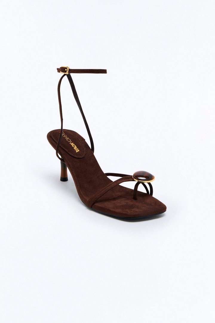 Rico Stone Toe Ring Heels - Chocolate