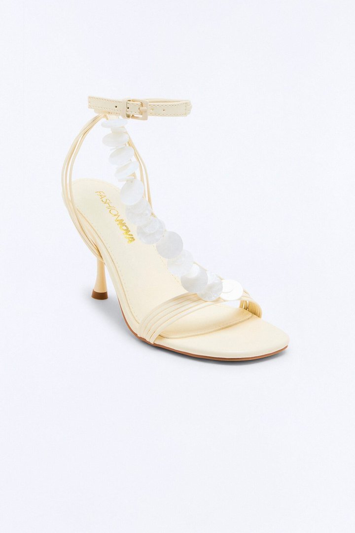 Jora Shell Ankle Strap Heels - Cream