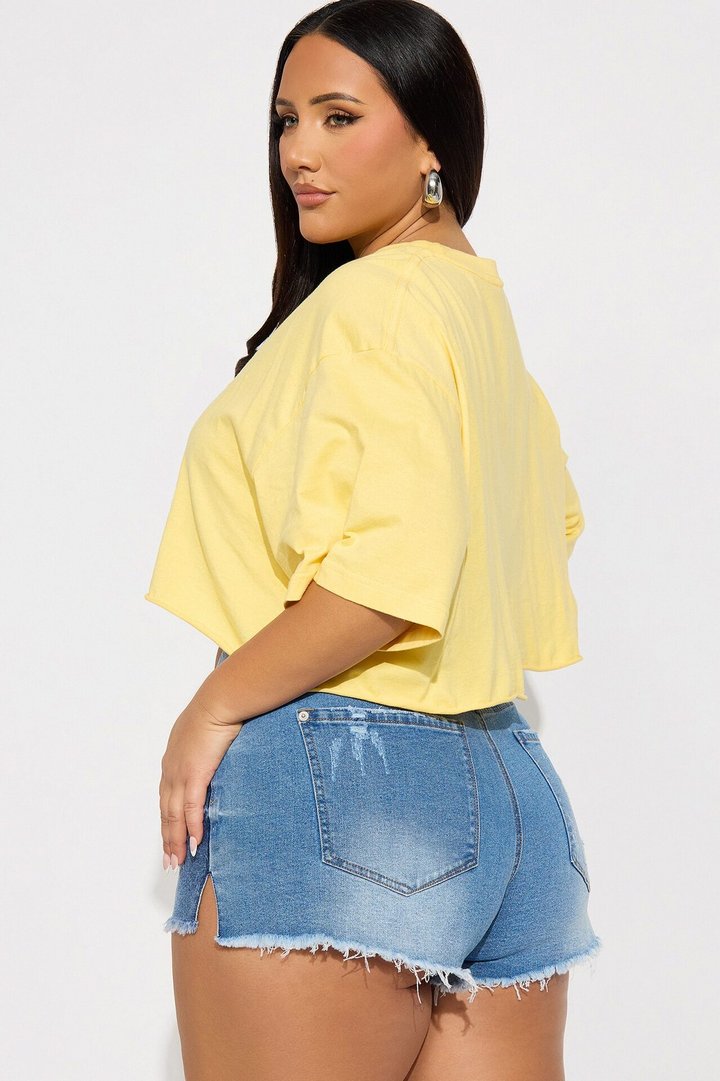Hot Girls Have More Fun Cropped Tee - Yellow