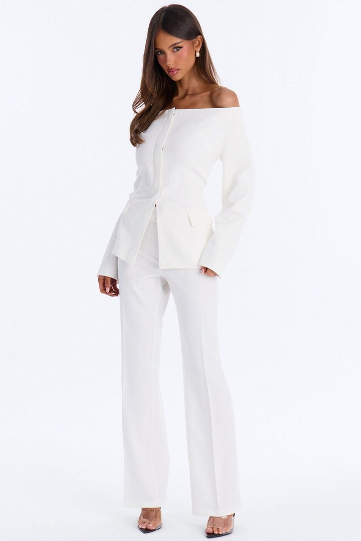 Dreamy Days Off the Shoulder Blazer - White