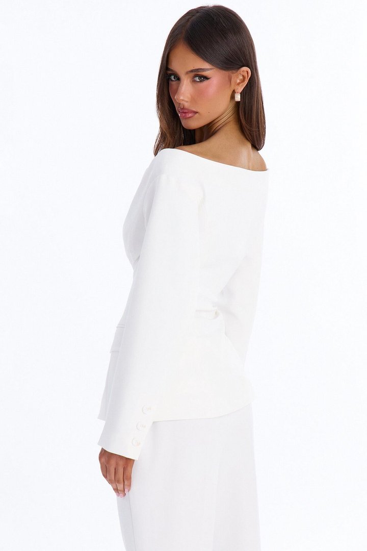 Dreamy Days Off the Shoulder Blazer - White