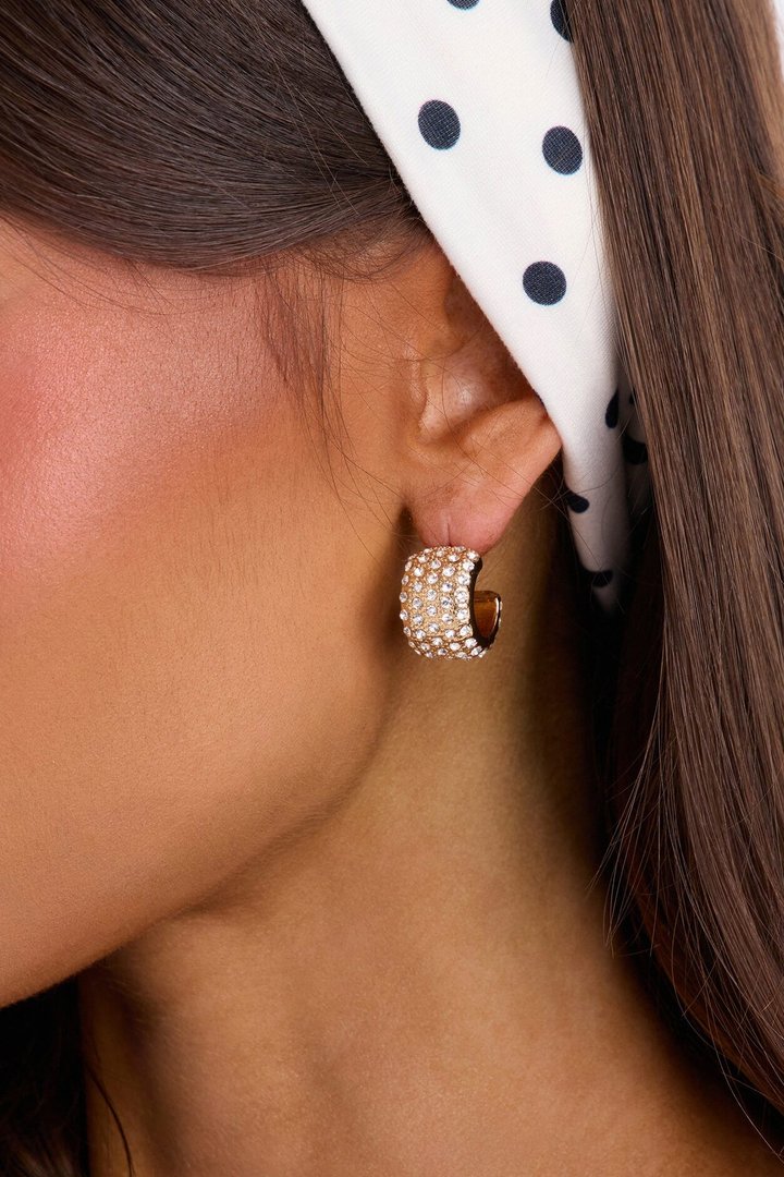 Sparkle Queen 3 Pair Huggie Earring Set - Gold