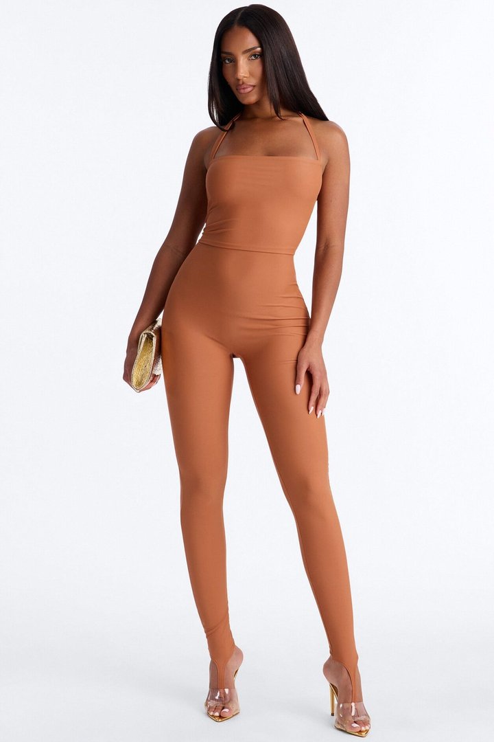 Lead The Way Halter Jumpsuit - Bronze