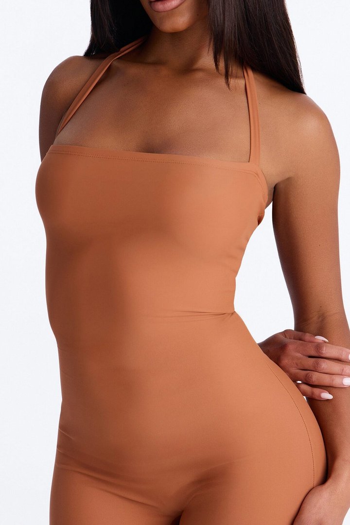 Lead The Way Halter Jumpsuit - Bronze