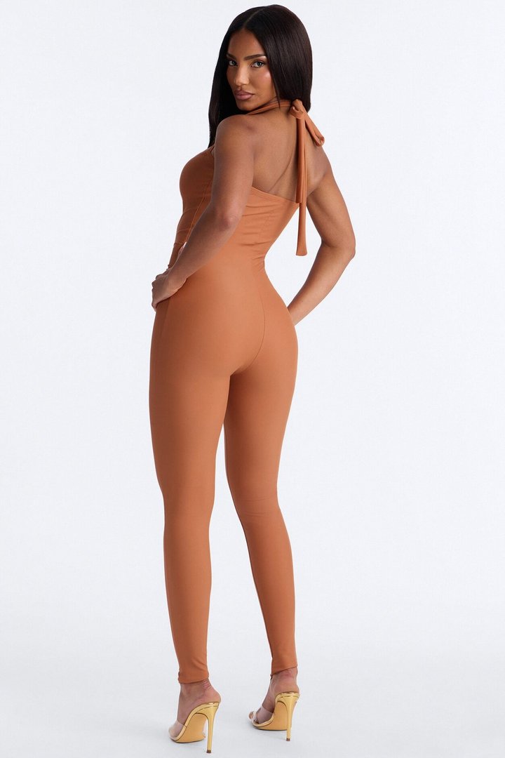 Lead The Way Halter Jumpsuit - Bronze