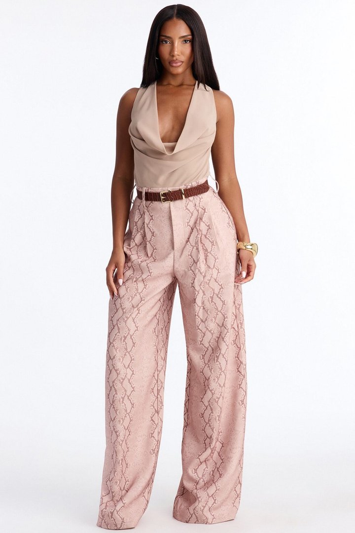 Rayna Belted Cowl Jumpsuit - Taupe