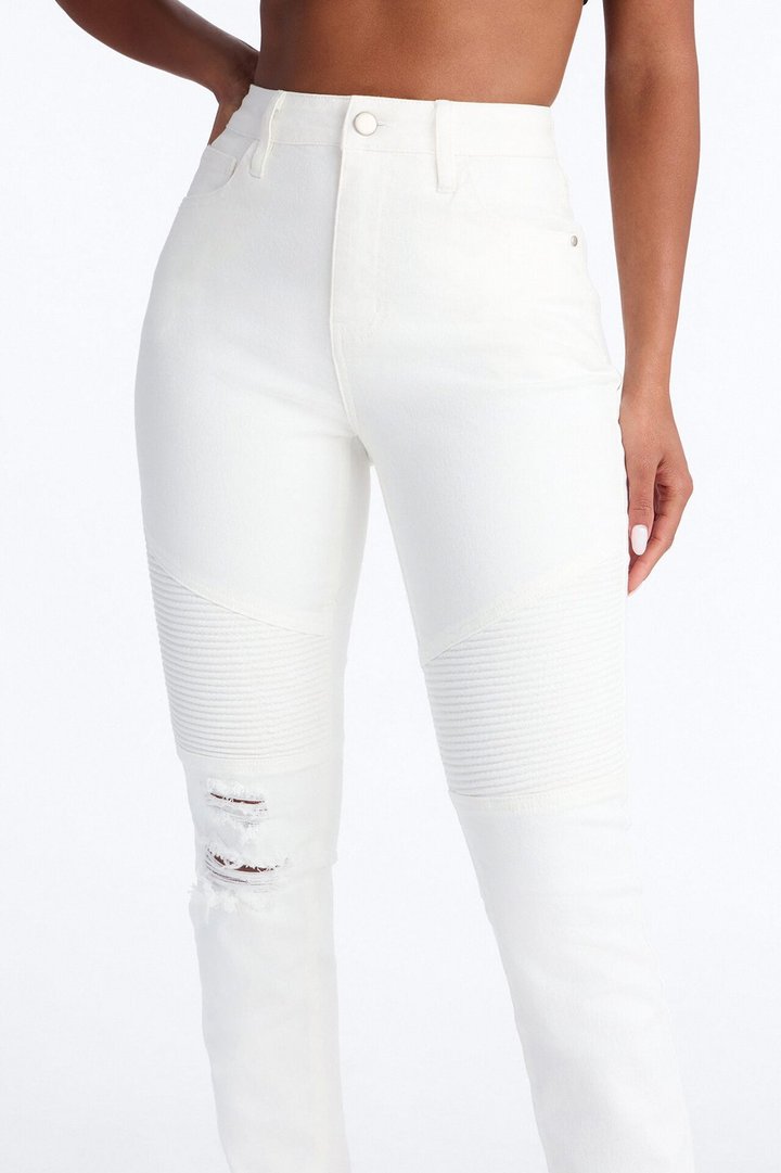 Let Her Ride Moto Skinny Jeans - White