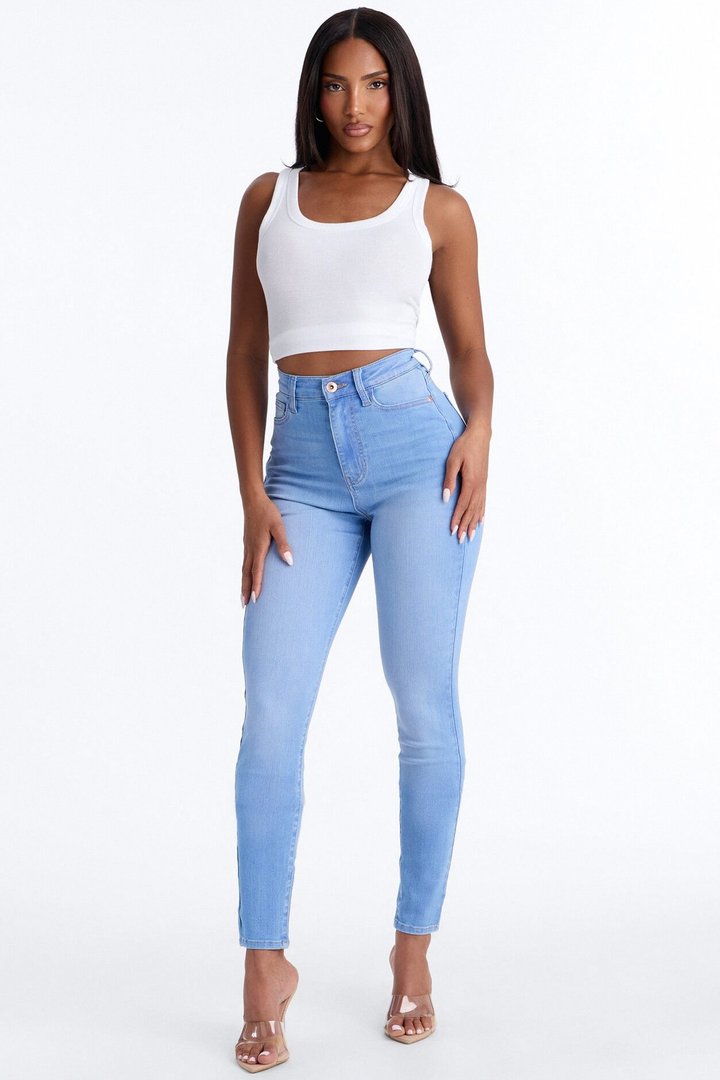 Tall Show Off The Curves Super Stretch Booty Lifter Skinny Jeans - Medium Blue Wash